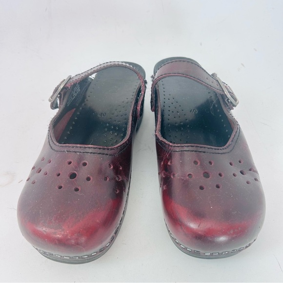 DANSKO Womens Merrie Oxblood Leather Mary Jane Slip On Clog Mule Sizr 40 us 9 - Picture 3 of 9